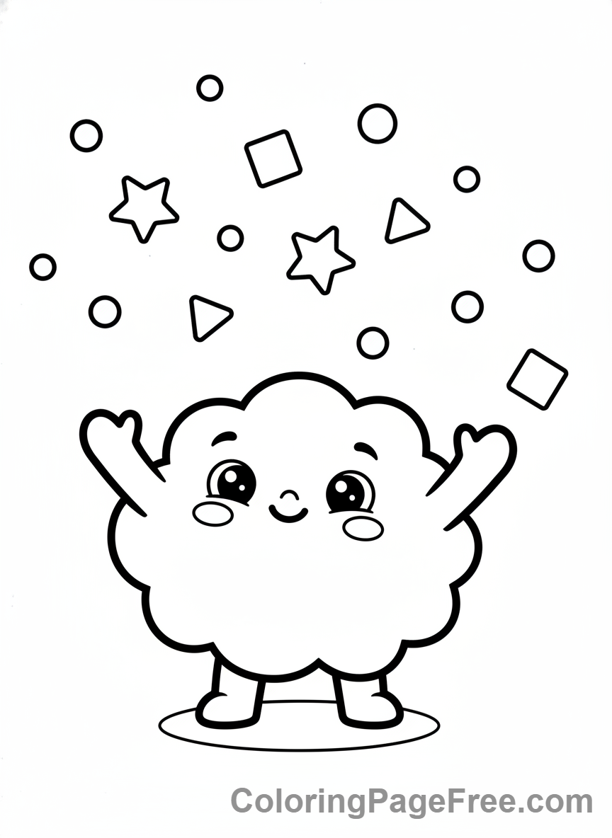 Confetti coloring page - Character catching confetti