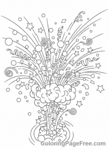 Confetti coloring page - Confetti explosion party