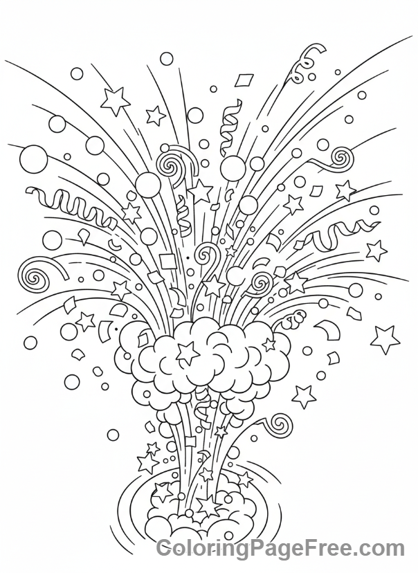 Confetti coloring page - Confetti explosion party