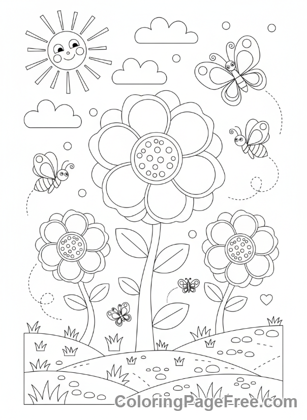 Confetti coloring page - Confetti flower garden