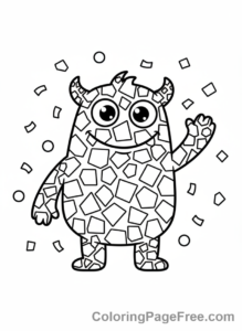Confetti coloring page - Confetti monster friend