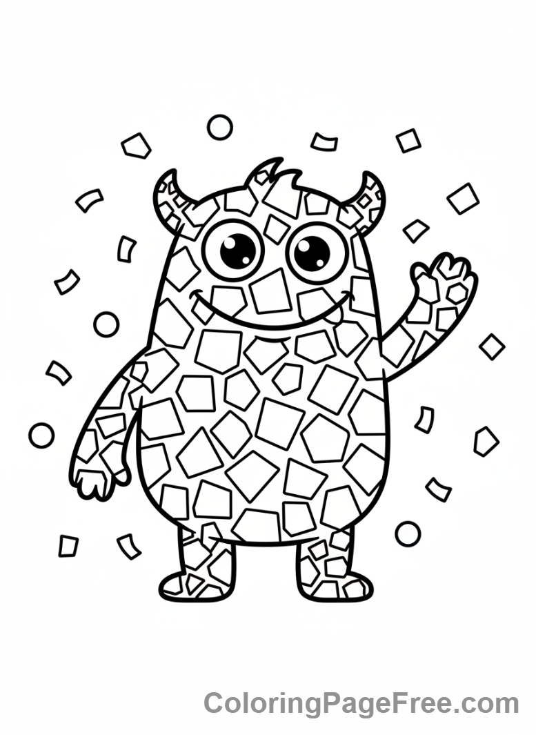 Confetti coloring page - Confetti monster friend