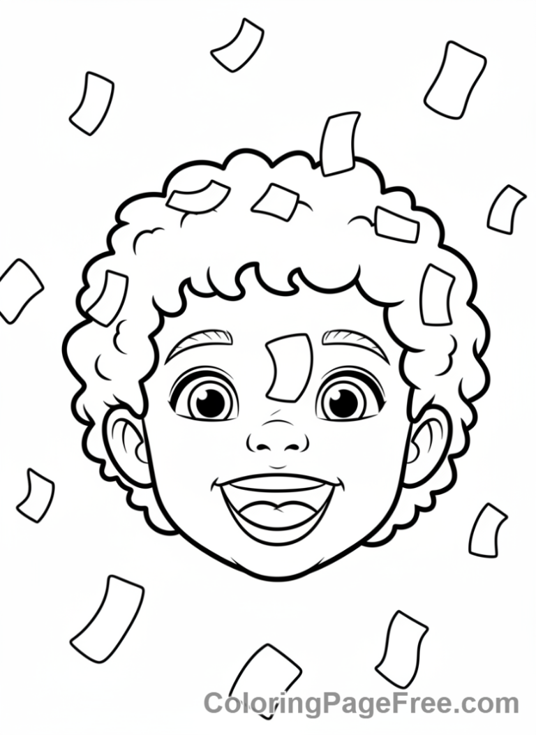 Confetti coloring page - Happy face confetti