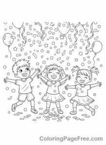 Confetti coloring page - Kids confetti party