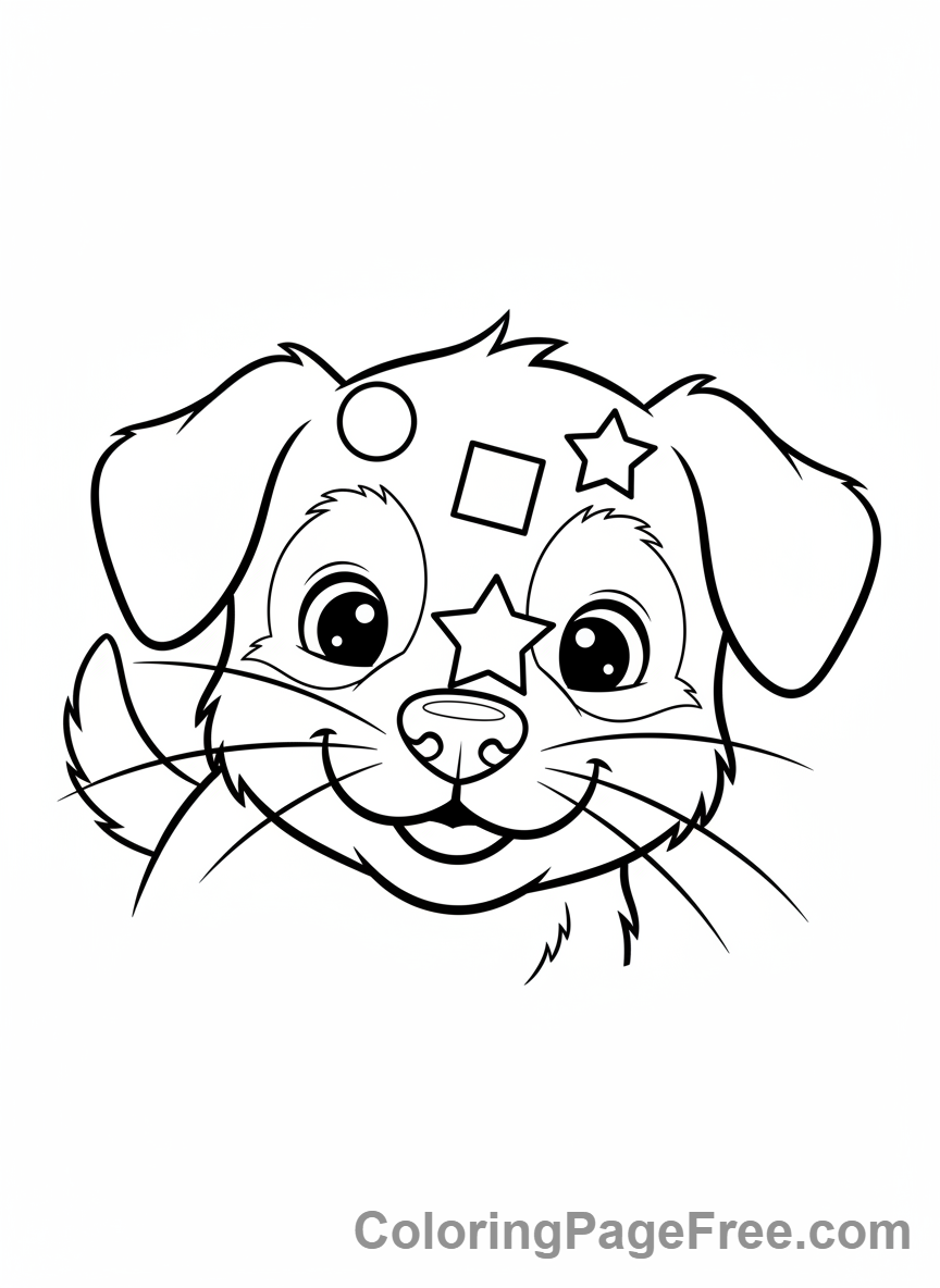 Confetti coloring page - Puppy confetti nose