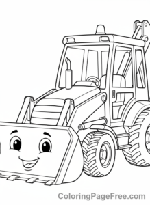 Construction Vehicles coloring page - Backhoe front close-up