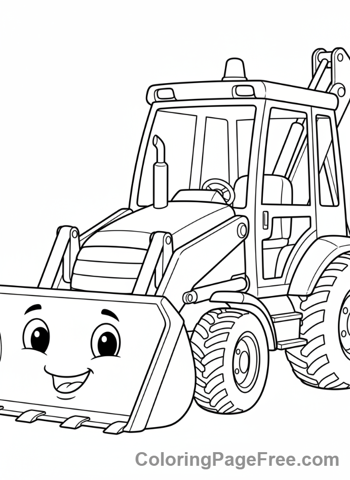 Construction Vehicles coloring page - Backhoe front close-up
