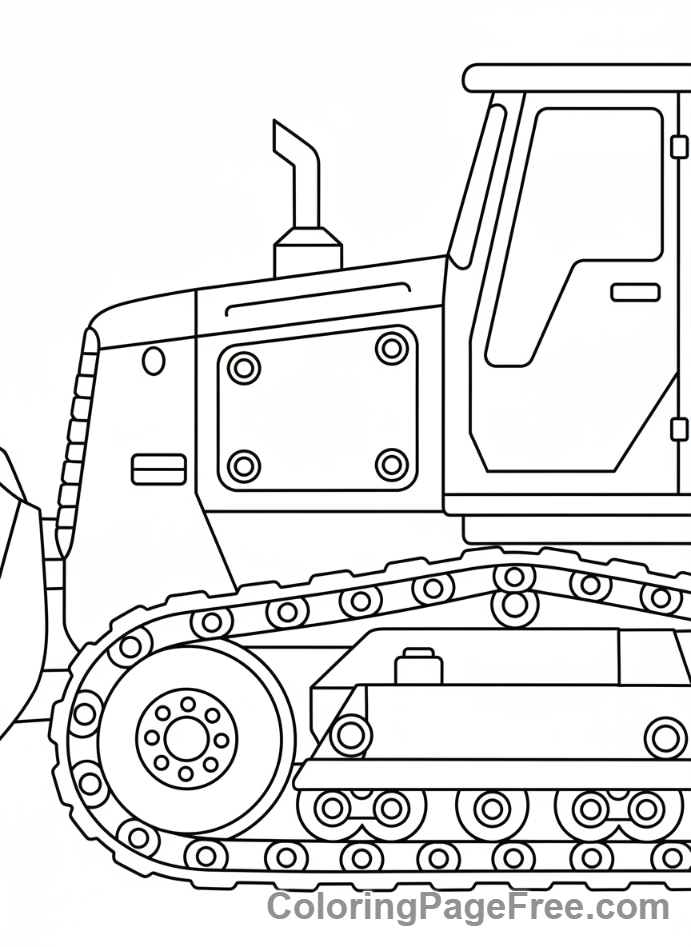 Construction Vehicles coloring page - Bulldozer track close-up