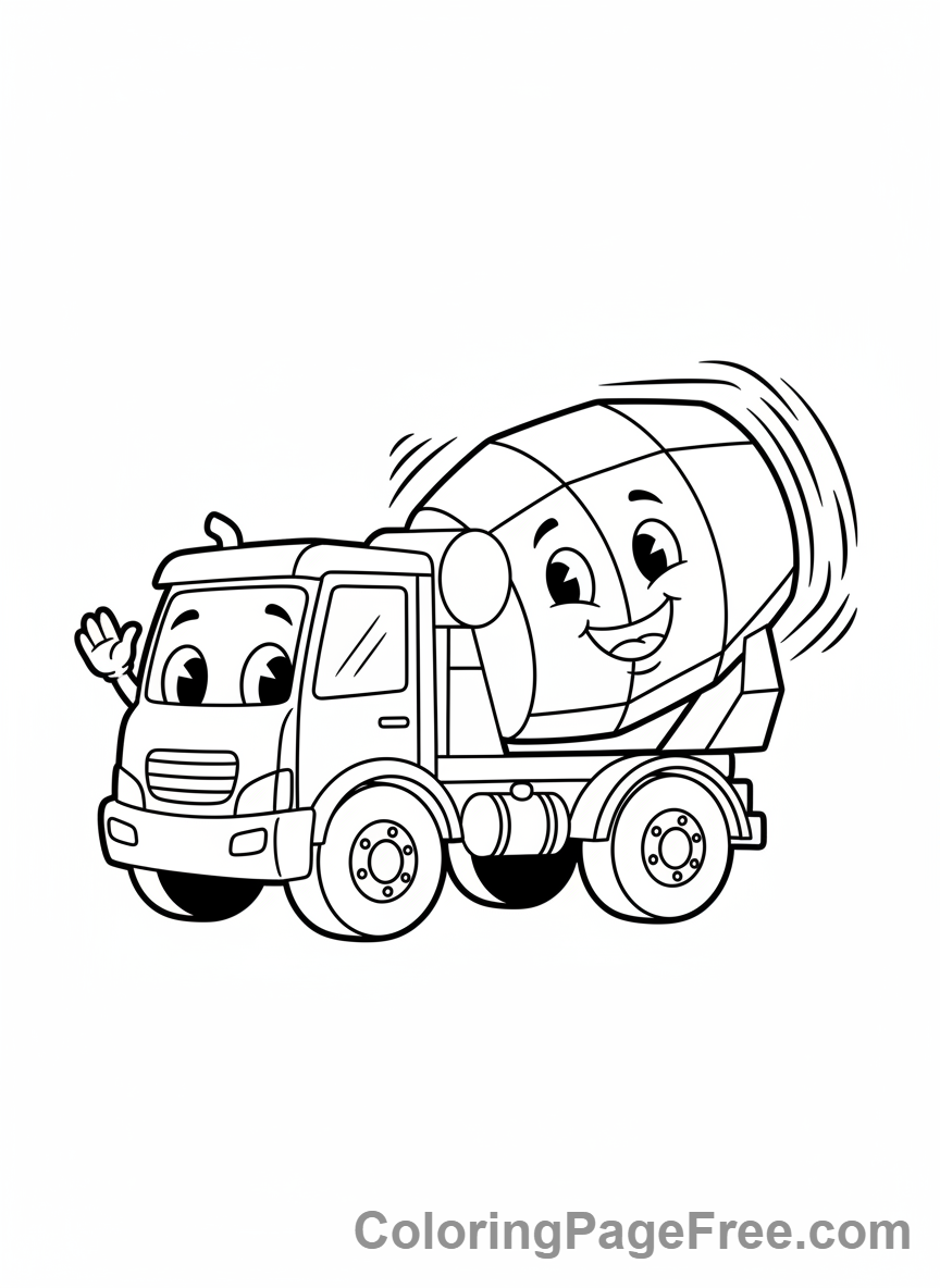Construction Vehicles coloring page - Cement mixer spinning