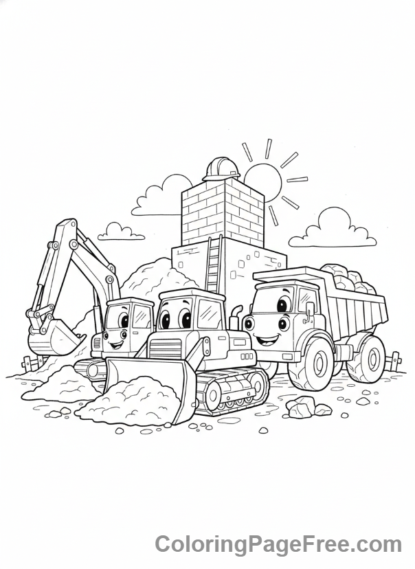 Construction Vehicles coloring page - Construction vehicles group