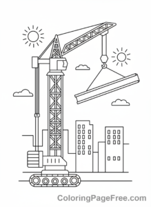 Construction Vehicles coloring page - Crane lifting beam