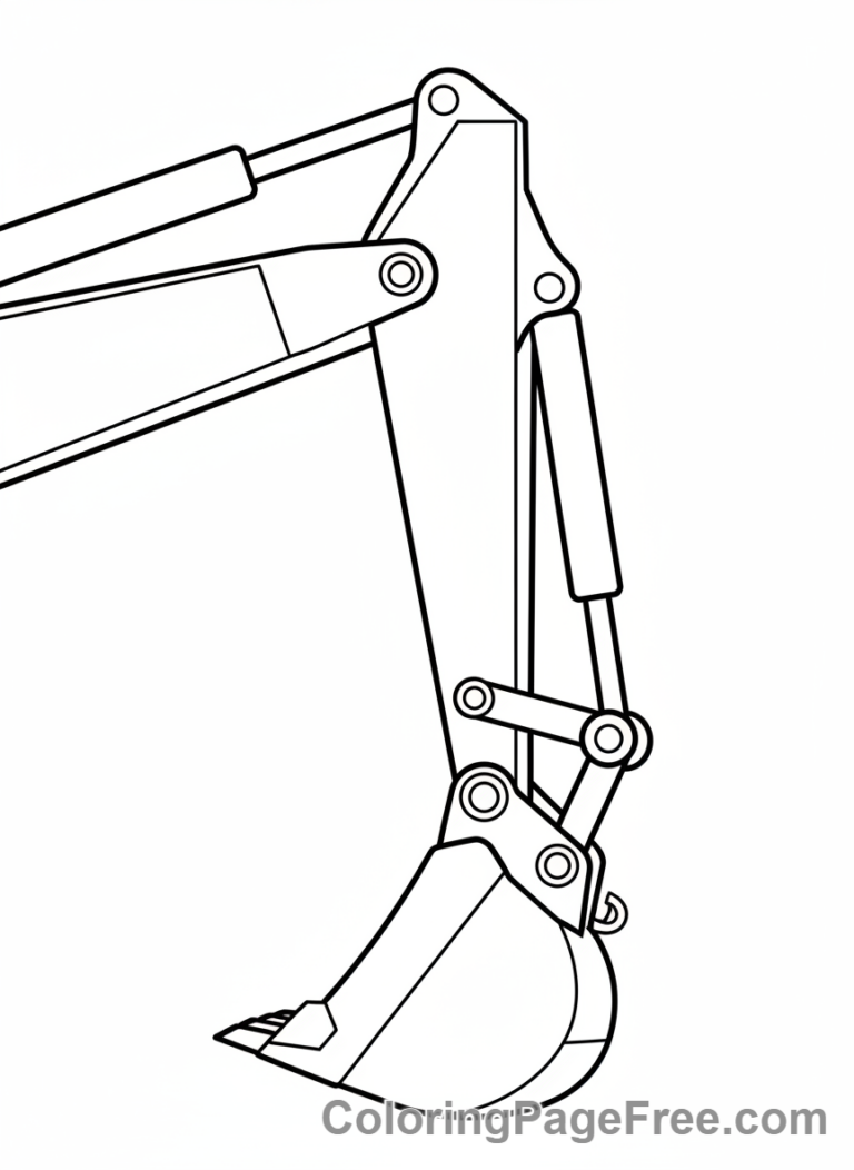 Construction Vehicles coloring page - Excavator arm close-up