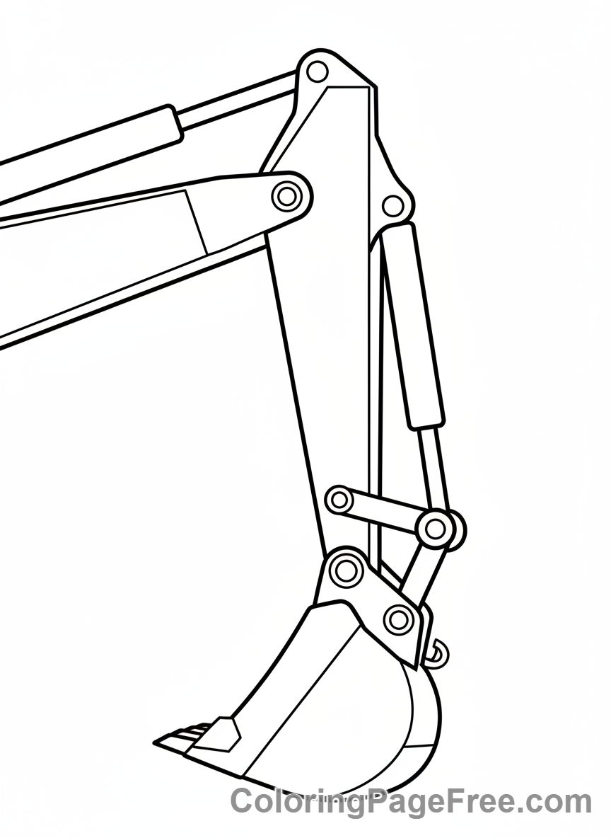Construction Vehicles coloring page - Excavator arm close-up
