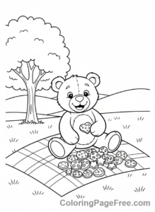 Cookies coloring page - Bear cookie picnic