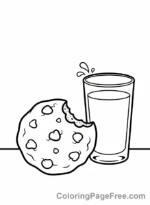 Cookies coloring page - Bitten cookie milk