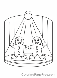 Cookies coloring page - Dancing gingerbread cookies