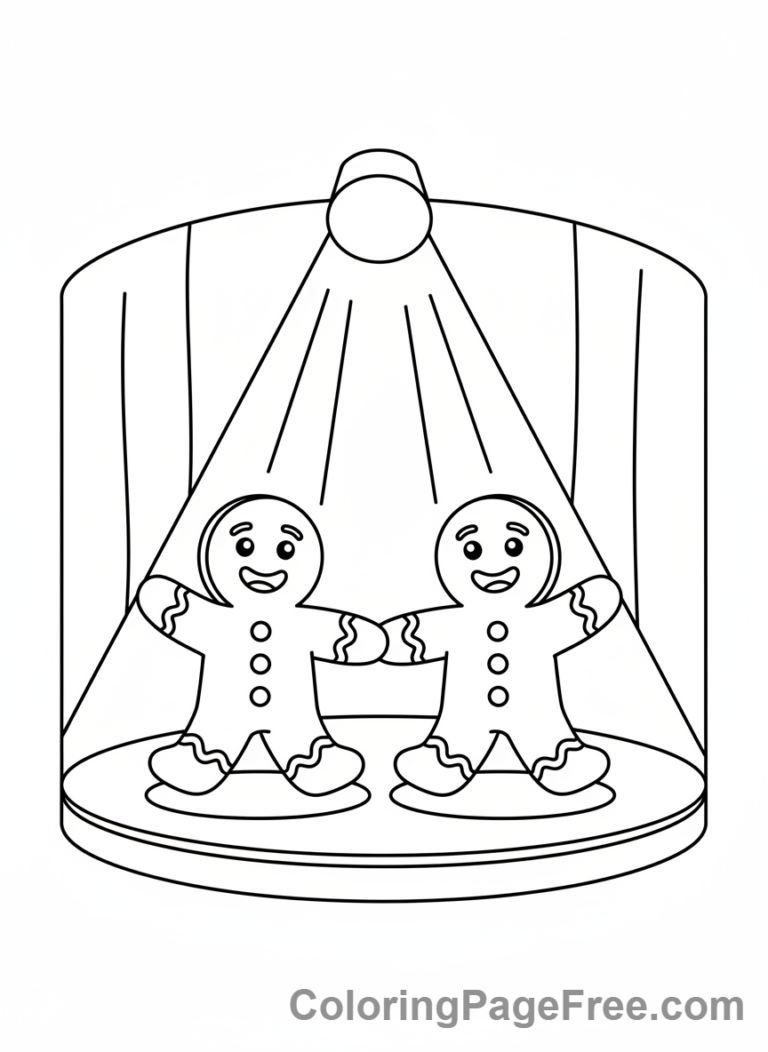 Cookies coloring page - Dancing gingerbread cookies