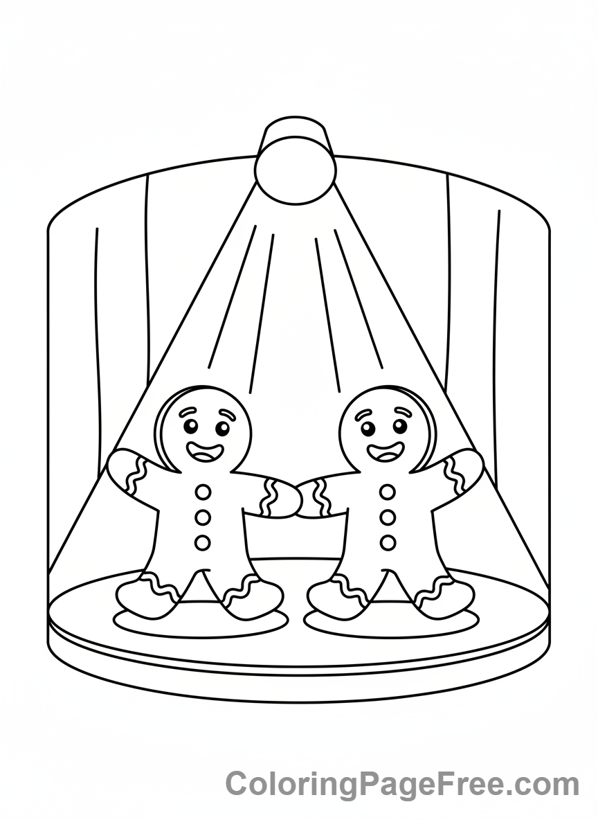 Cookies coloring page - Dancing gingerbread cookies