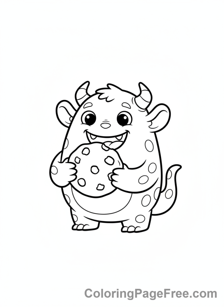 Hungry Cookie Monster Coloring Page