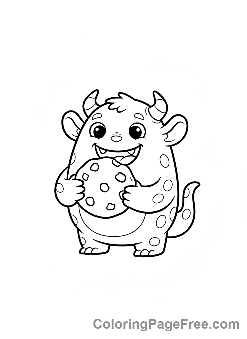 Cookies coloring page - Hungry cookie monster