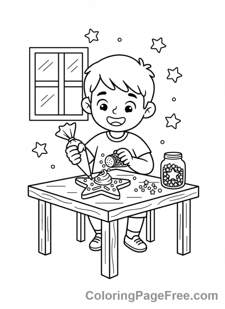 Cookies coloring page - Kids decorating cookies
