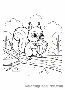 Cookies coloring page - Squirrel carrying cookie
