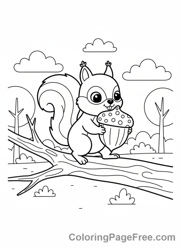 Cookies coloring page - Squirrel carrying cookie