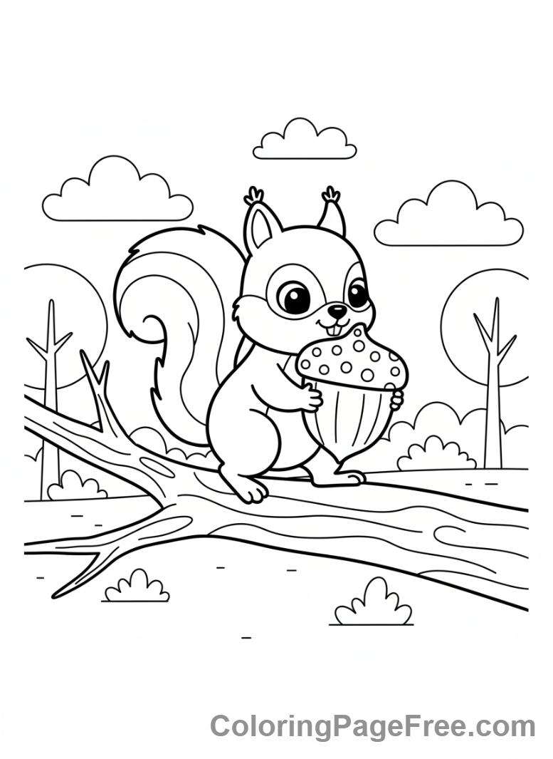 Cookies coloring page - Squirrel carrying cookie