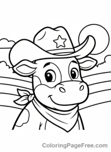 Cow coloring page - Cow wearing hat