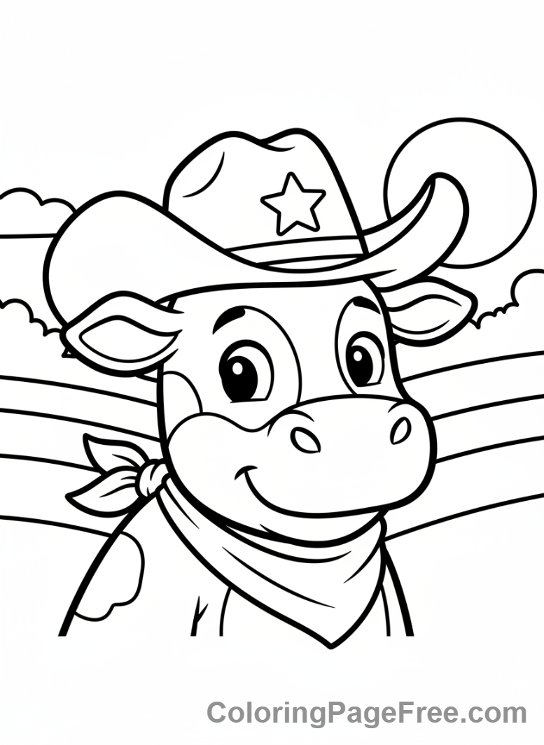 Cow coloring page - Cow wearing hat