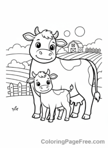 Cow coloring page - Cow with calf