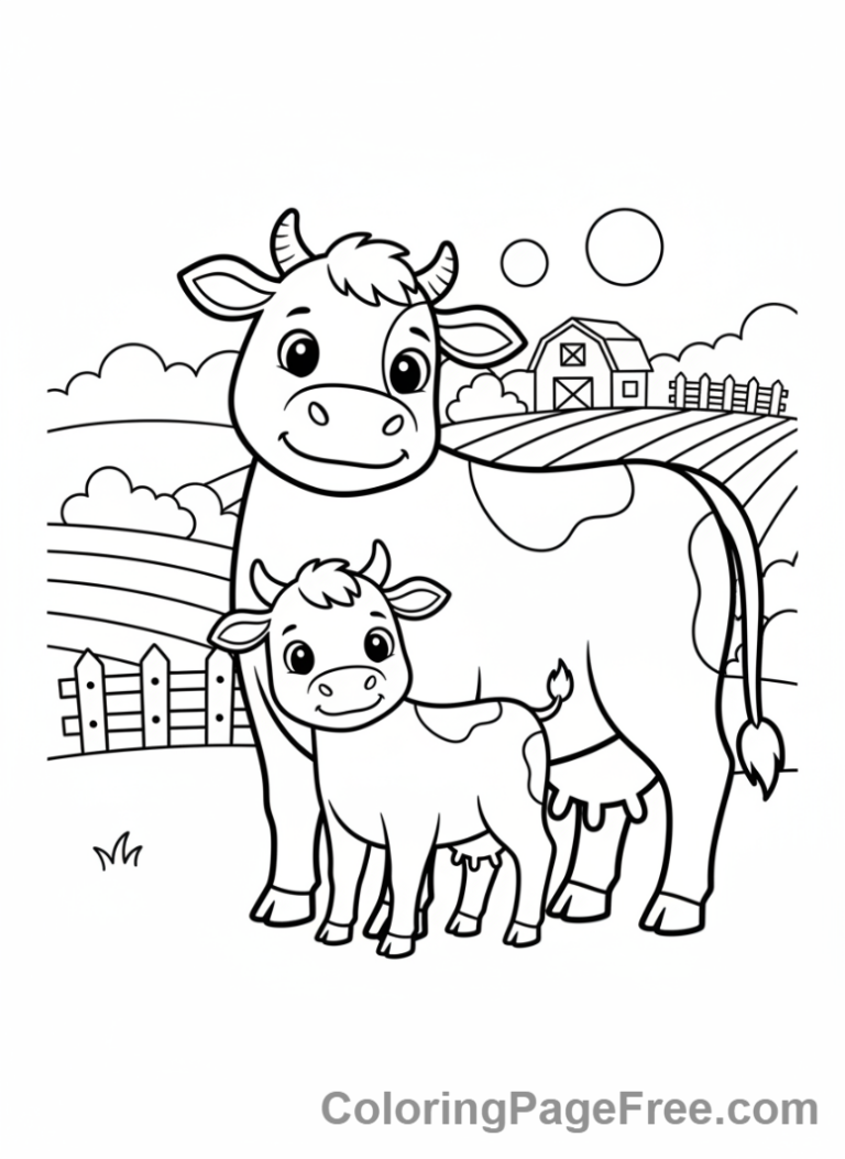Cow coloring page - Cow with calf