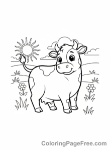 Cow coloring page - Curious cow looking back