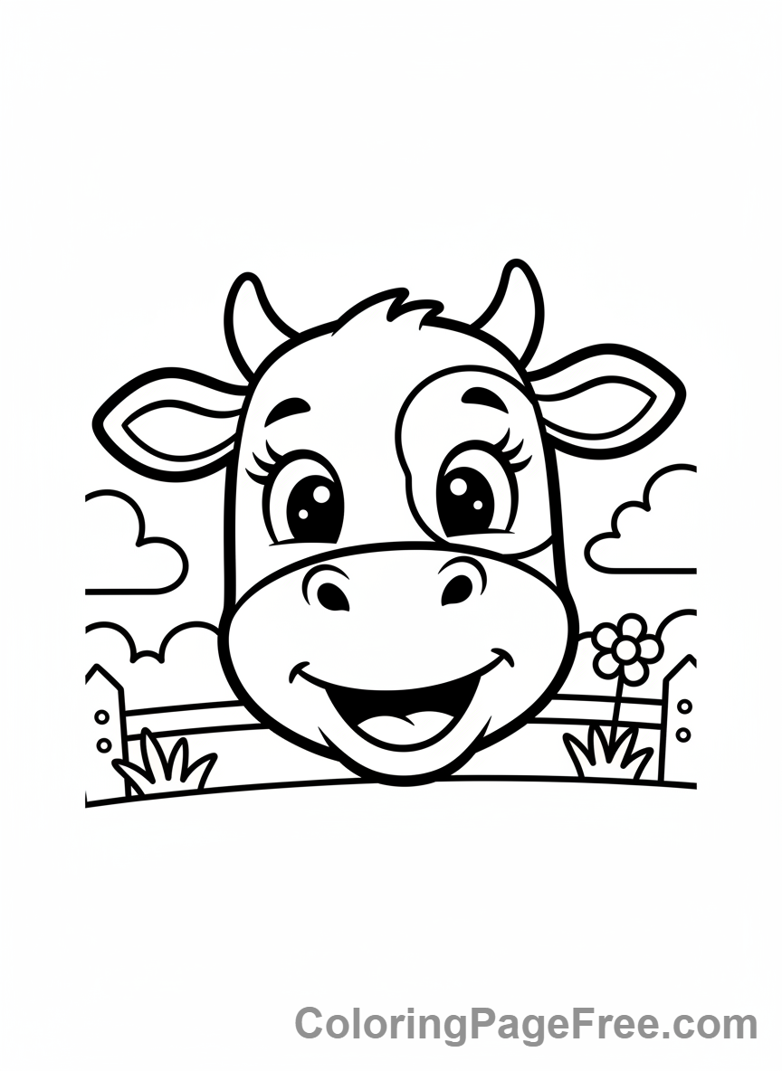 Cow coloring page - Happy cow face