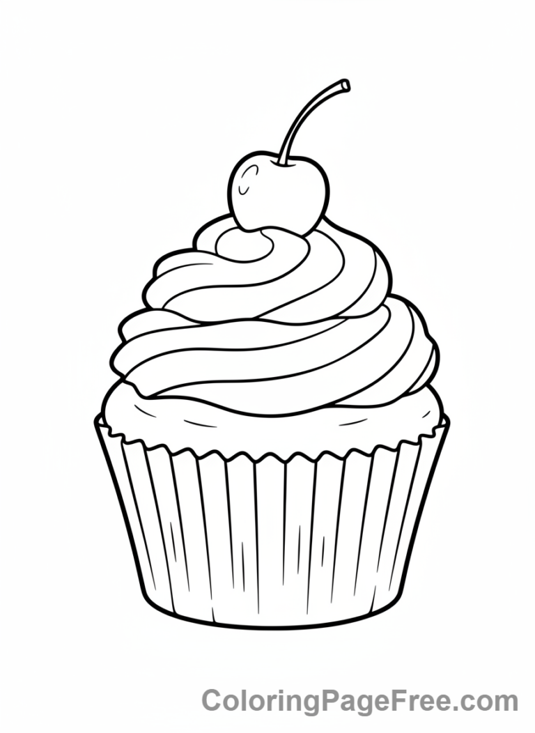 Cupcake coloring page - Classic single cupcake