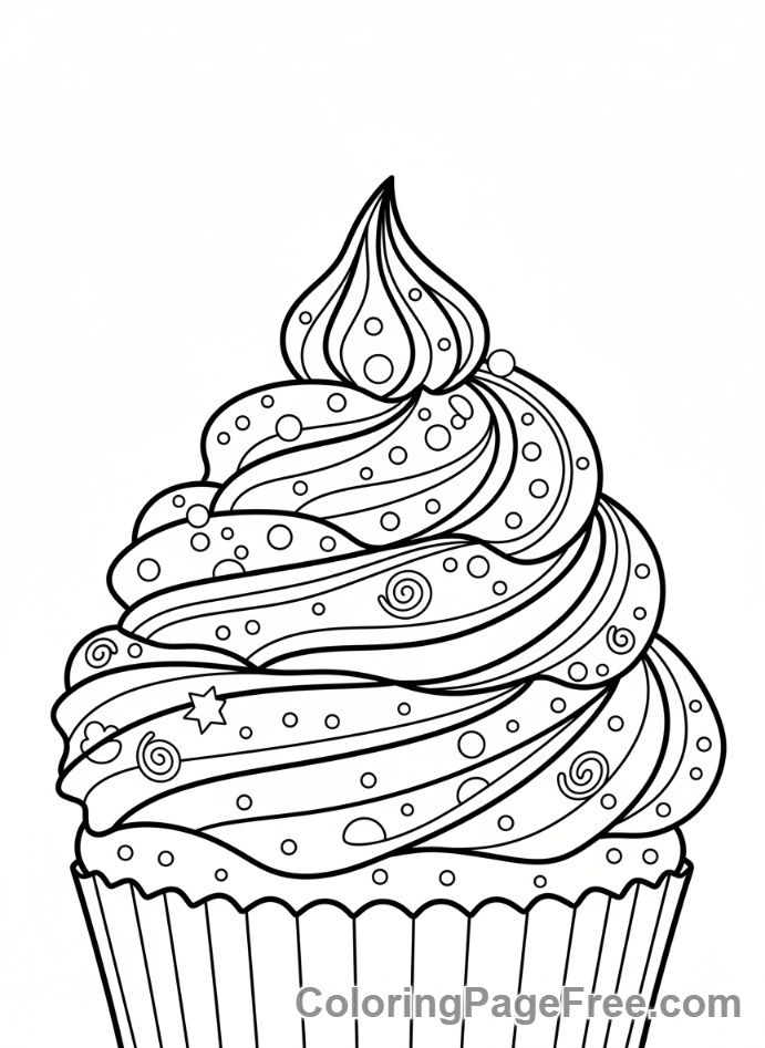 Cupcake coloring page - Cupcake frosting close-up