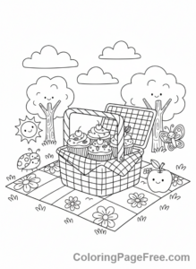 Cupcake coloring page - Cupcake picnic basket