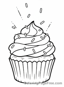 Cupcake coloring page - Cupcake sprinkles falling