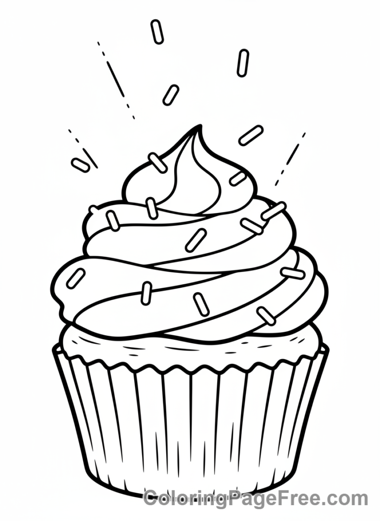 Cupcake coloring page - Cupcake sprinkles falling