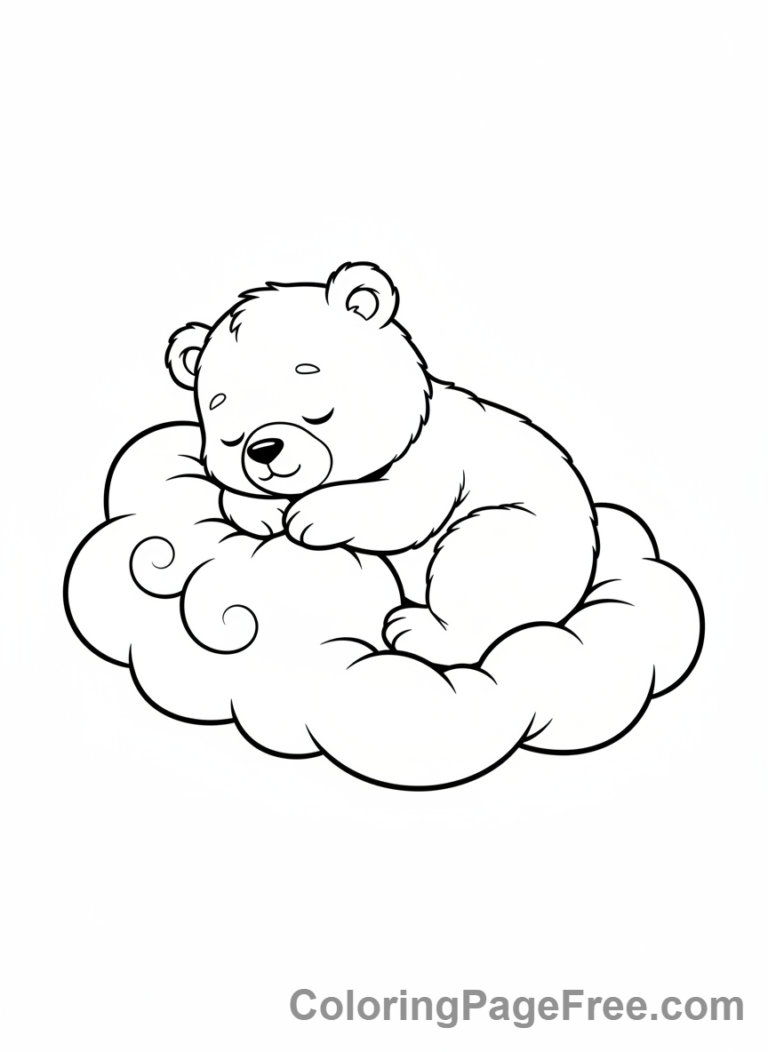 Cute Animals coloring page - Bear Cub Sleeping