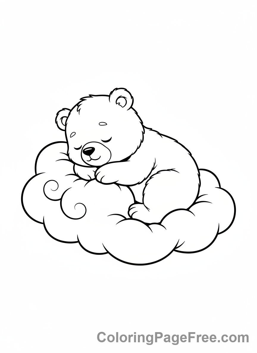 Cute Animals coloring page - Bear Cub Sleeping