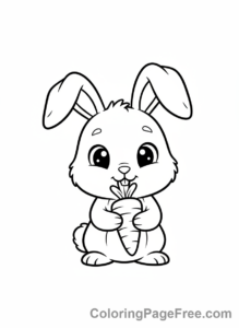 Cute Animals coloring page - Bunny Eating Carrot