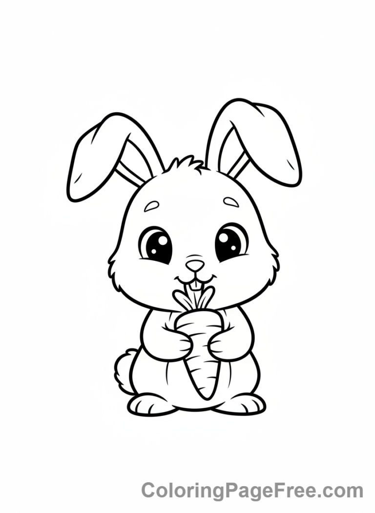 Cute Animals coloring page - Bunny Eating Carrot