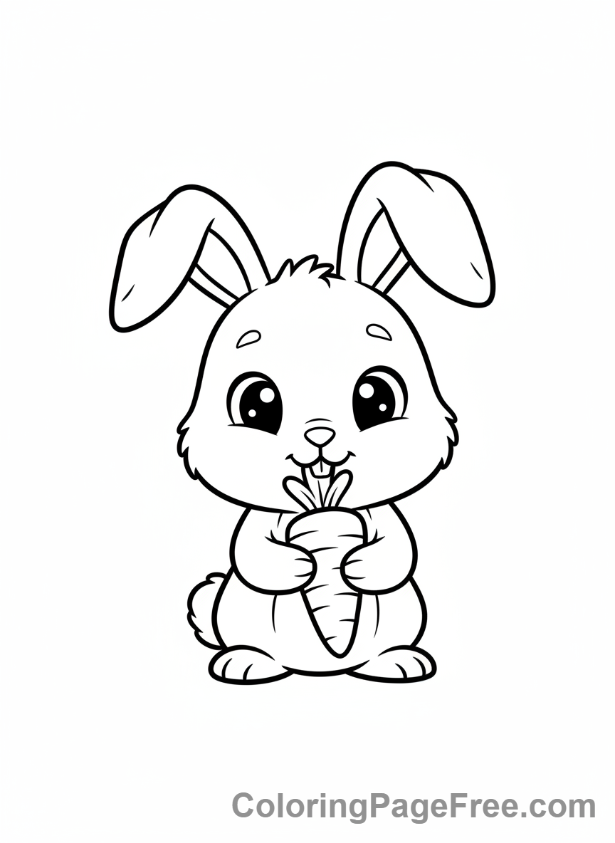 Cute Animals coloring page - Bunny Eating Carrot
