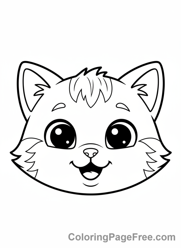 Cute Animals coloring page - Cute Cat Smiling