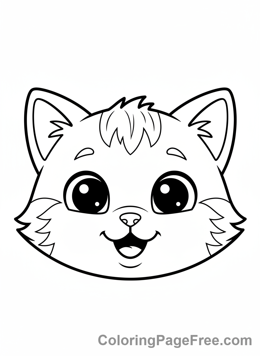 Cute Animals coloring page - Cute Cat Smiling