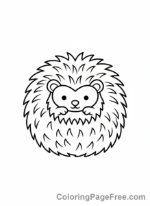 Cute Animals coloring page - Hedgehog Curled Up