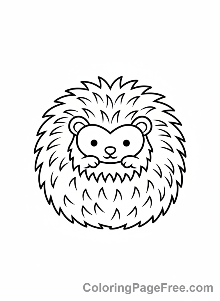 Cute Animals coloring page - Hedgehog Curled Up
