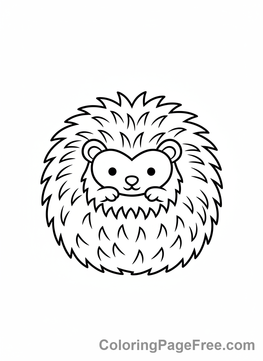 Cute Animals coloring page - Hedgehog Curled Up