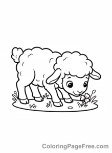 Cute Animals coloring page - Little Lamb Grazing